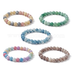 Stretch-Armbänder aus Glas mit runden Perlen für Damen, Mischfarbe, Innendurchmesser: 2 Zoll (5.2 cm)
