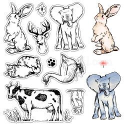 CRASPIRE Animal Clear Rubber Stamps Rabbits Elephants Silicone Stamp Seal Transparent Silicone Stamps for Journaling Card Making DIY Scrapbooking Handmade Photo Album Notebook Decor