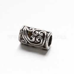 Тибетский стиль бусы столбцов цинкового сплава, античное серебро, 8.5x5 мм, отверстие : 3 мм
