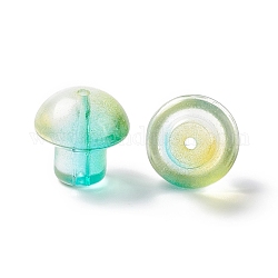 Transparent Glass Beads, Mushroom, Turquoise, 13.5x13.5mm, Hole: 1.6mm