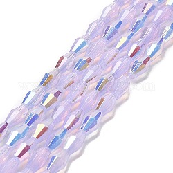 Chapelets de perles en verre peint, imitation opalite, facette, couleur ab , Toupie, lilas, 4x8mm, Trou: 0.9mm, Environ 67 pcs/chapelet, 22.44'' (57 cm)