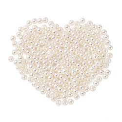 Perles acryliques de perles d'imitation, teinte, ronde, blanc crème, 5x4.5mm, Trou: 1mm, environ 10000 pcs / livre