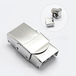 304 Stainless Steel Watch Band Clasps, Rectangle, Stainless Steel Color, 26x16x9mm