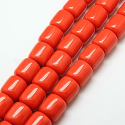 Imitation Amber Resin Barrel Beads Strands for Buddhist Jewelry Making, Orange Red, 17x17mm, Hole: 2mm, about 23pcs/strand, 15.5 inch