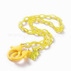 Персонализированные ожерелья-цепочки из абс-пластика, цепочки для очков, цепочки для сумочек, с пластиковыми застежками-клешнями и подвесками в виде медведей из смолы, желтые, 19-1/8 дюйм (48.5 см)