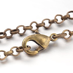 Fabrication de collier de chaîne rolo chaîne de croix de fer, bronze antique, 27.7 pouce