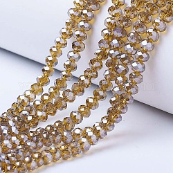 Chapelets de perles en verre électroplaqué, perle plaquée lustre, facette, rondelle, verge d'or noir, 2.5x2mm, Trou: 0.4mm, Environ 170 pcs/chapelet, 11.8 pouce (30 cm)