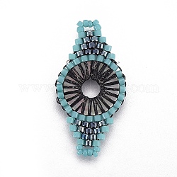 Liens de perles de rocaille japonaises miyuki & toho, motif de tissage, losange, turquoise foncé, 31~32x15~15.7x1.7~2.1mm, Trou: 1.4~1.8mm