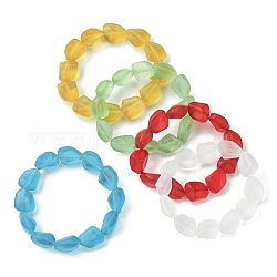 Braccialetti elasticizzati con perline di vetro trasparente smerigliato da donna, colore misto, diametro interno: 2 pollice (5.2 cm)