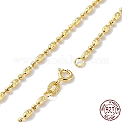 925 collar de cadena de bolas ovaladas de plata de ley para mujer., con sello s925, real 18k chapado en oro, 18-1/8 pulgada (46.1 cm)