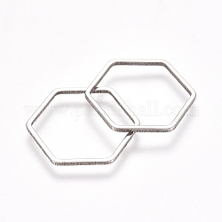 Des anneaux de liaison en acier inoxydable, pour la fabrication de bijoux, hexagone, couleur inoxydable, 15.5x17.5x0.8mm, diamètre intérieur: 14x16 mm