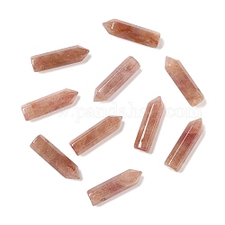 Pendentifs pointus en quartz fraise naturel, facette, balle, 30~33x8~9mm, Trou: 1.4~1.6mm