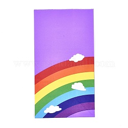 Sacchetti di carta kraft ecologici con motivo arcobaleno, sacchetti regalo, buste della spesa, rettangolo, porpora, 24x13x8cm