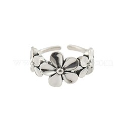 925 Sterling Silber Manschettenringe, offene Ringe, Blume, Antik Silber Farbe