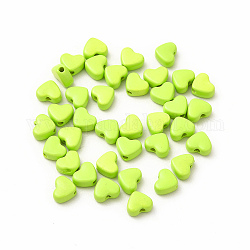 Perline in lega verniciate a cuore, cadmio & nichel &piombo libero, giallo verde, 5x6x3mm, Foro: 1.2 mm