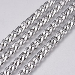 304 cadenas de eslabones cubanos de acero inoxidable, cadenas de bordillo gruesas, sin soldar, color acero inoxidable, 8x5x1.5mm