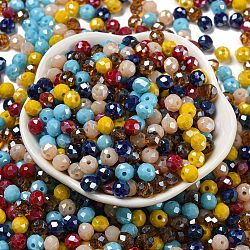 Perles en verre, facette, rondelle, couleur mixte, 6x5mm, Trou: 1mm, environ 2360 pcs/500 g