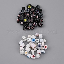 Pandahall elite 44~70 pz 2 colori perle di vetro millefoiri, pezzo, colore misto, 6~10.5x5.5~8.5mm, circa 22~35pcs/scatola, 1borsa / colore