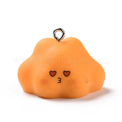 Opaque Resin Pendants, Cartoon Cloud Charms, with Platinum Tone Iron Loops, Orange, 19.5x27x21mm, Hole: 2mm
