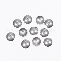 201 Edelstahl Perlenkappen, apetalous, Edelstahl Farbe, 8x2 mm, Bohrung: 2 mm