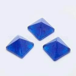 Cabochons en verre bleu pierre de melon d'eau, pyramide, 20x20x12~13mm, longueur diagonale: 26mm