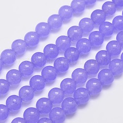 Filamenti di perline naturali e tinti Malesia giada, tondo, viola medio, 8mm, Foro: 1.0 mm, circa 48pcs/filo, 15 pollice