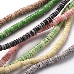 Chapelets de perles en coquillage naturel, disque / plat rond, perles heishi, 5x1.5~3.5mm, Trou: 1mm, Environ 290 pcs/chapelet, 24.4 pouce