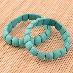 Bracelet turquoise synthétique, turquoise, bracelets: environ 55 mm de diamètre intérieur, perle: environ 15 mm de large, Longueur 12mm