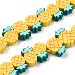 Handmade Polymer Clay Bead Strands, Pineapple Slice, Gold, 9~11.5x6.5~9~x4~4.5mm, Hole: 1.4mm, about 38pcs/strand, 11.02 inch~12.80 inch(28~32.5cm)