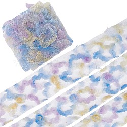 Nastri in rete di poliestere deco, tessuto di tulle, tessuto in bobina di tulle fantasia per la realizzazione di gonne, roso, azzurro, 2-3/8 pollice (61 mm)