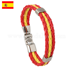 Тройной шнур из искусственной кожи цвета флага с застежкой из сплава, женские украшения в испании, красные, 8-5/8 дюйм (22 см)
