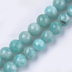 Chapelets de perles en amazonite naturelle, Grade a, ronde, 6mm, Trou: 0.8mm, Environ 30~33 pcs/chapelet, 7.4 pouce