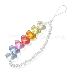 Sangles mobiles en perles de verre acrylique et rondelle en cœur, décoration d'accessoires mobiles en fil de nylon tressé, colorées, 18.3 cm, Diamètre intérieur: 8 cm