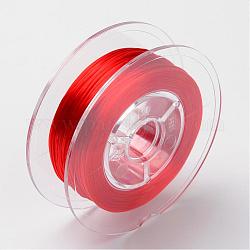 Stringa di cristallo elastico piatto tinto ecologico giapponese, filo per perline elastico, per realizzare bracciali elastici, piatto, arancio rosso, 0.6mm, Circa 60m / rotolo (65.62iarde / rotolo)