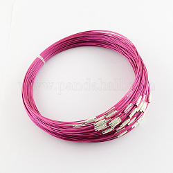 Cuerda del collar de alambre de acero inoxidable de fabricación de la joya DIY, con cierre de tornillo de cobre, rojo violeta medio, 17.5 pulgada