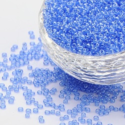 12/0 grade a perles de rocaille en verre rondes, couleurs transparentes lustered, bleuet, 12/0, 2x1.5mm, Trou: 0.3mm