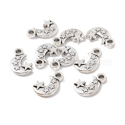 Tibetan Style Alloy Pendants, Moon with Star, Antique Silver, 21x14x3.5mm, Hole: 3mm