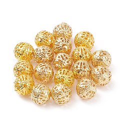 Messing Vintage filigranen Perlen, Blume geschnitzt, Runde, golden, 10 mm, Bohrung: 1 mm
