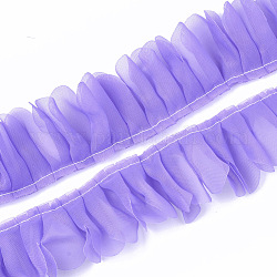 Cinta de organza, cinta plisada / doble volante, púrpura medio, 40~43 mm, 30 m / paquete
