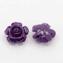 Synthetic Coral 3D Flower Rose Beads, Dyed, Indigo, 12x6mm, Hole: 1.5mm
