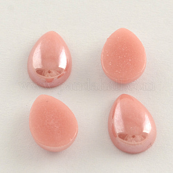 Pearlized Plated Opaque Glass Cabochons, teardrop, Rosy Brown, 23~25x17~18x6mm