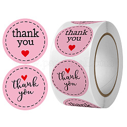 Rollo de pegatinas de papel autoadhesivas, redondas y planas, gracias, para la fiesta, Regalos decorativos, rosa perla, 25mm
