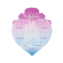 Herz-Ohrring-Anzeigekarten mit Farbverlauf, mit Woche, Violett, 15.55x12.9x0.04 cm, Bohrung: 1.5 mm