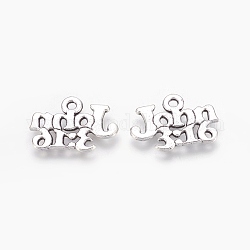 Tibetan Style Alloy Pendants, Christian Charms, John 3:16, Lead Free and Cadmium Free, Antique Silver, 18.5x13x1mm, Hole: 2mm