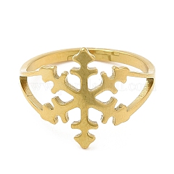 304 verstellbare Ringe aus Edelstahl, Weihnachten Schneeflocke, golden, uns Größe 6 (16.5mm)