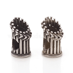 304 Stainless Steel European Beads, Large Hole Beads, Column, Antique Silver, 17x10mm, Hole: 5mm