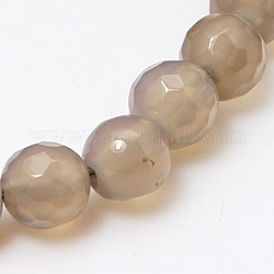 Natural Grey Agate Beads, Faceted, Round, Gray, 6mm