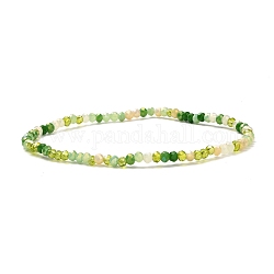 Bracciale elasticizzato con perle di vetro rotonde sfaccettate per ragazze adolescenti, oliva, diametro interno: 2-1/4 pollice (5.7 cm), perline: 3x2 mm