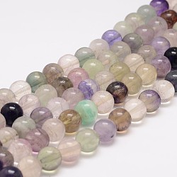 Chapelets de perles en fluorite naturelle, ronde, 8mm, Trou: 1mm, Environ 48 pcs/chapelet, 15.5 pouce