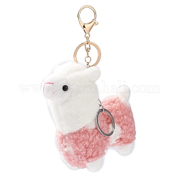 Joli porte-clés en coton alpaga, avec l'anneau de la clé de fer, pour la décoration de sac, pendentif cadeau porte-clés, rose, 15 cm